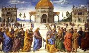 PERUGINO, Pietro Christ giving thw Keys to St Peter (mk08) USA oil painting artist